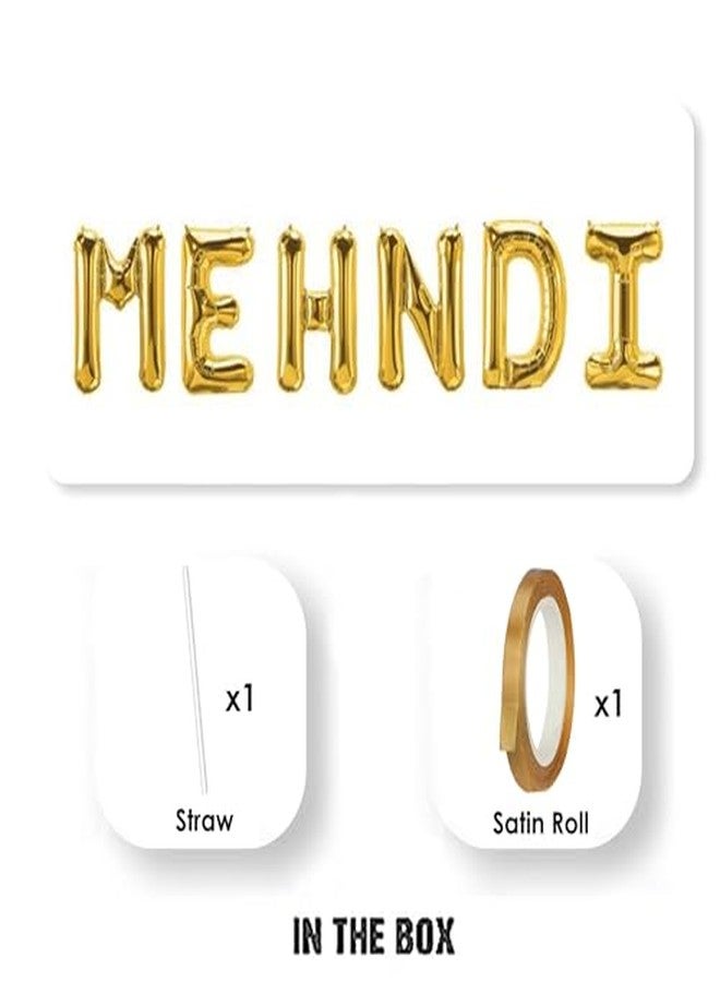 Just Party Mehndi Theme Foil Balloon Banner Combo - Set Of 6Pcs For Unforgettable Celebrations, Gold - Image 3